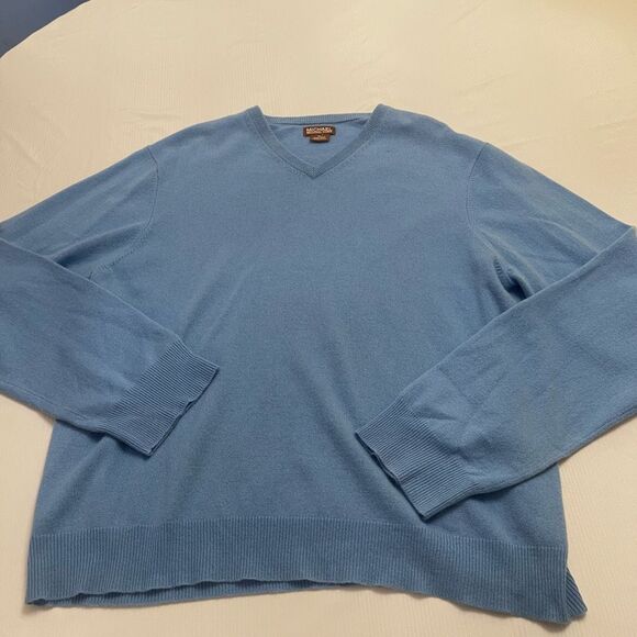 MICHAEL Michael Kors Men’s Blue 100% Cashmere V Neck Sweater Size XL - Picture 1 of 7